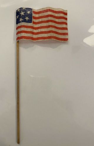 RARE 7 STAR SMALL PARADE FLAGS CIVIL WAR TO 1890 MUSLIN 2