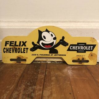 Vintage Felix Chevrolet Metal License Plate Topper Sign
