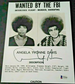 Angela Davis Black Lives Matter Icon Autograph Beckett Bas 8x10 Photo Fbi Wanted