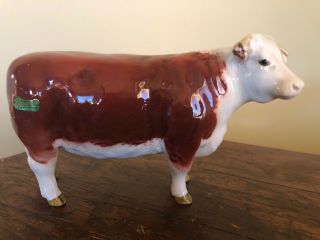 Beswick Hereford Cow,  Exquisite Dog Bone Labeled Antique Cattle