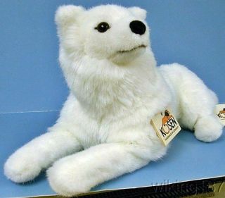 Kosen Of Germany 7320 All White Japanese Spitz Lying Puppy Plush Toy