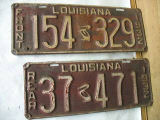 1932 Louisiana 2x License Plates Front & Rear