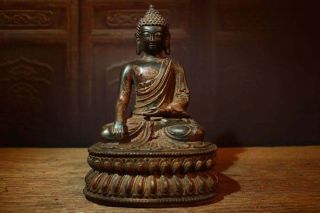 9 " Old Tibet Buddhism Bronze Gilt Shakyamuni Sakyamuni Amitabha Buddha Statue