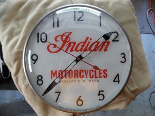 Vintage 1950 Indian Motorcycle Advertising Pam Clock Gas Oil Sign Awesome