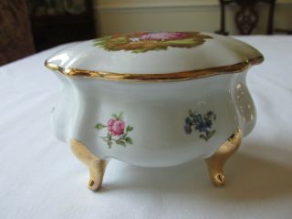 Signed Limoges France Fragonard Courting Couple Porcelain Trinket Box Gold Gilt