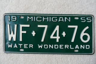 Michigan 1955 Nos Passenger License Plate – Look