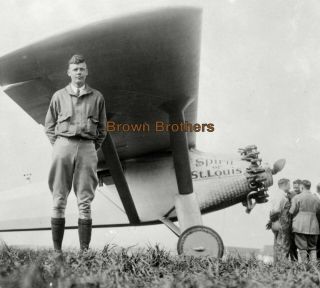 1927 Aviation Charles Lindbergh With Spirit Of St Louis Plane Film Negative 7
