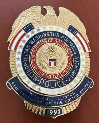 1997 Presidential Inaugural Badge Washington Airports Authority MWAA Police 2