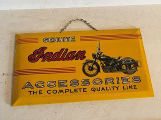 Ultra Rare Vintage 1940 - 50s Indian Motorcycle Prismatic Sign Bastian Bros N.  O.  S