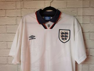 ENGLAND 1993 - 1995 HOME UMBRO VINTAGE FOOTBALL SHIRT ADULT XL - 3