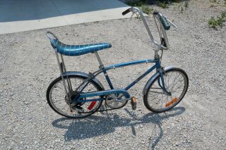 Vintage Schwinn Fastback Stingray Bicycle Bike In Blue W/ Thumb Shifter