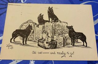 Vintage Postcard Schipperke Dog - Art By Lillian Tiffany All Set - Personal Note