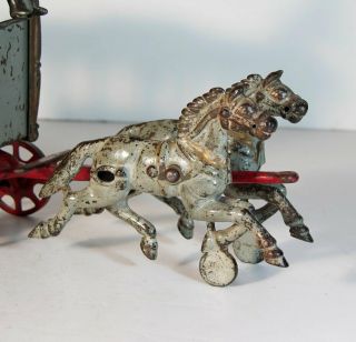 1910s CAST IRON HORSE DRAWN ROYAL CIRCUS WAGON / BEAR CAGE WAGON TOY By HUBLEY 2