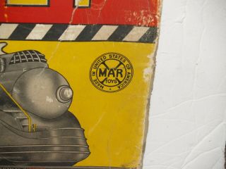 Vintage Marx Mechanical Miniature train set tin litho board and box 3