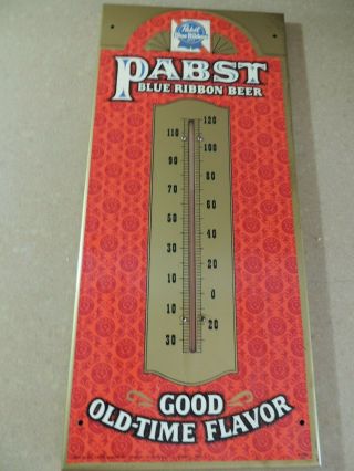 Vintage Metal Pabst Blue Ribbon Beer Thermometer Sign