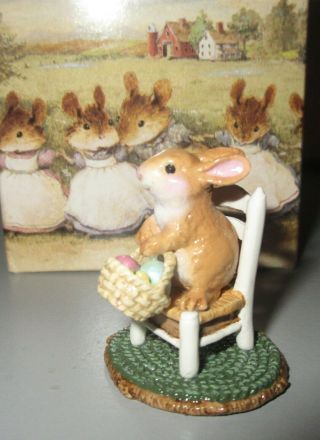 Wee Forest Folk Figurine Easter Rabbit Bunny Chair W/ Basket Eggs Mib,  Box
