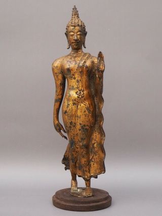 Antique Thai Gilt Bronze Figurine Budda