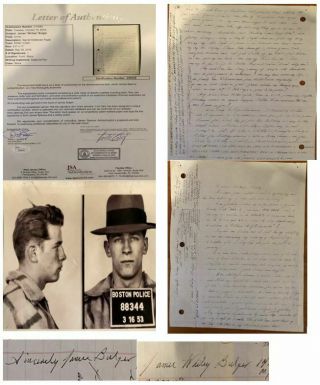 James Whitey Bulger Autographed Signed 2x Letter Picture Envelope Fbi Jsa Cert