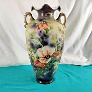 Antique 12 " 2 Handle Nishiki Royal Nippon Vase Circa 1921 Hand Painted No 36163