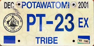 Oklahoma Potawatomi Tribe Indian Tribe Exempt License Plate Pt - 23ex