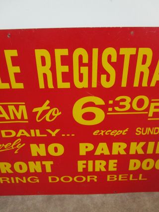RARE Vintage BICYCLE REGISTRATION Sign Fire station cycle fireman 3