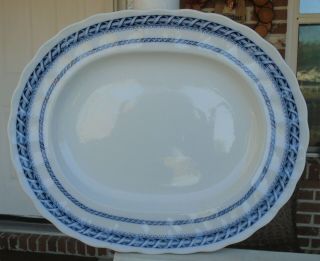 Vtg Wedgwood Stratford Etruria England White/blue 15 " Oval Roast Serving Platter