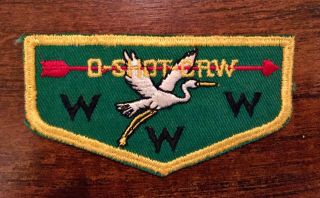Vintage Bsa Oa O - Shot - Caw Lodge Order Of Arrow Flap Patch.  Boy Scouts Of America