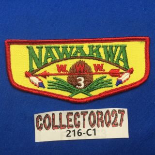 Boy Scout Oa Nawakwa Lodge 3 F2 Order Of The Arrow Pocket Flap Patch Va