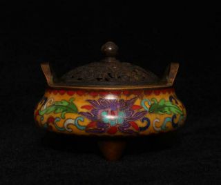 Ming Xuande Signed Old Chinese Bronze Cloisonne Enamel Incense Burner