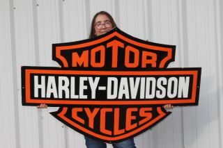 Large Harley Davidson Motorcycles Dealership Gas Oil 50 " Porcelain Metal Sign