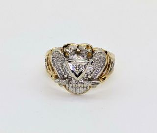 10 Karat Yellow Gold Scottish Rite Double Eagle 32nd Degree Masonic Ring
