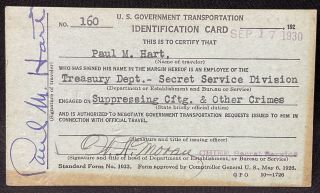 1930 United States Secret Service Identification Card William H.  Moran Signed Nr