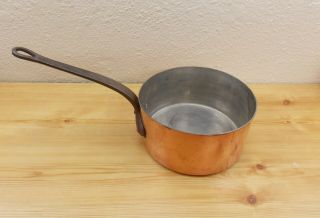 Vintage Villedieu Serie Speciale Stamped 8 " Copper Saucepan Tin Lined