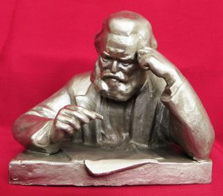 Soviet Metal Bust Statue Karl Marx Sc.  Mogilevsky Sculpture Russian Ussr German