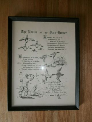 Vintage Folk Art " The Psalm Of The Duck Hunter " By Bob Miller Framed Print