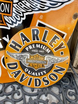 LARGE Vintage Harley Premium Quality 30” & 11.  5” Porcelain Signs Garage Shop 4