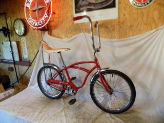 1974 Schwinn Stingray Boys Banana Seat Muscle Bike Slik Apple Red S7 Vintage 70s