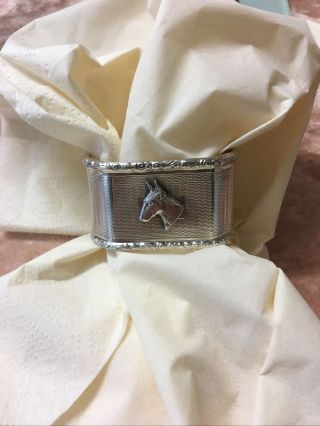 Vintage Silver Hallmarked English Bullterrier Dog Napkin Ring,  Show Award Trophy