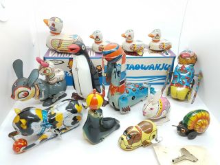 Vintage Chinese Japanese,  German Tinplate Clockwork Toys Lehmann Seal Rabbit,