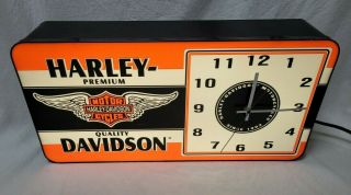 Vintage Harley Davidson Motorcycles Lighted Clock Sign - Great - Dealer 2
