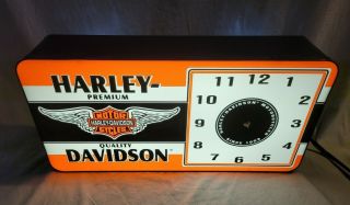 Vintage Harley Davidson Motorcycles Lighted Clock Sign - Great - Dealer 3