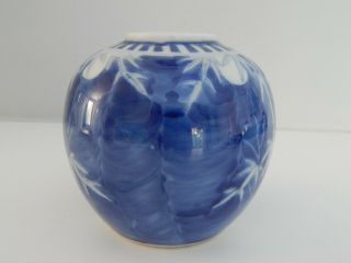 Antique Chinese Porcelain Tea / Ginger Jar Bamboo pattern double blue ring 2