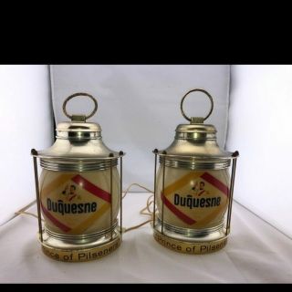 Rare Vintage Duquesne Beer Prince Of Pilsner Bar Lantern Lamp Pair