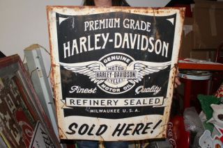 Vintage Harley Davidson Motorcycle Motor Oil Here 29 " Metal Sign
