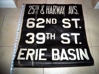 Ny Nyc Bus Trolley Roll Sign Brooklyn Erie Basin Harway Avenue 62nd 39th Street