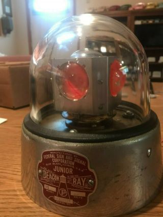 Federal Signal Model 15 Junior Beacon Ray Clear Glass Dome 12 Volt Stanchion Mt.