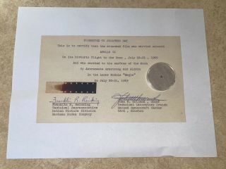Apollo 11 16mm Lunar Surface Flown Film,  With And Provenance From Kodak/nasa