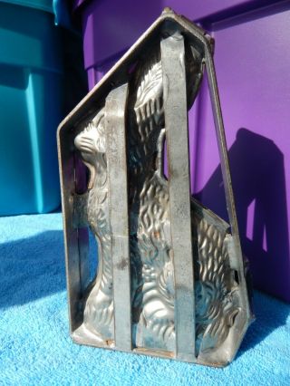 Vintage Easter Bunny Rabbit Candy Chocolate Mold 9.  5 " Hinged Heavy - Duty Metal