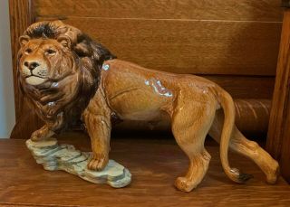 Large 18 " Vintage Goebel Porcelain Lion Figurine -