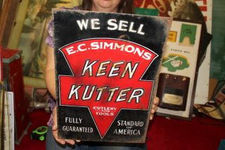 Vintage Keen Kutter Tools Knives Hardware Store Gas Oil 16 " Embossed Metal Sign